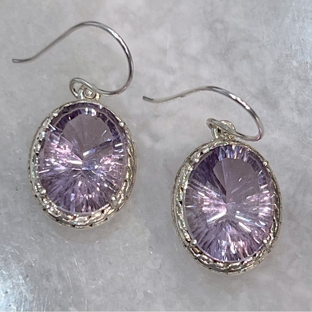 Rose de France Amethyst Sterling Silver Dangle Earrings - Picture 3 of 8